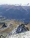 Du sommet : la Roche Moutche ; mardi, dans le brouillard, on est mont par la petite l'arte oriente vers nous