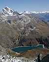 Du sommet : Plan d'Amont, Dent Parrache, Grand Roc Noir et Gran Paradiso