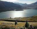 Contre-jour sur le Lac du Mont-Cenis - au-dessus de l'isthme : l'Aig. de Scolette